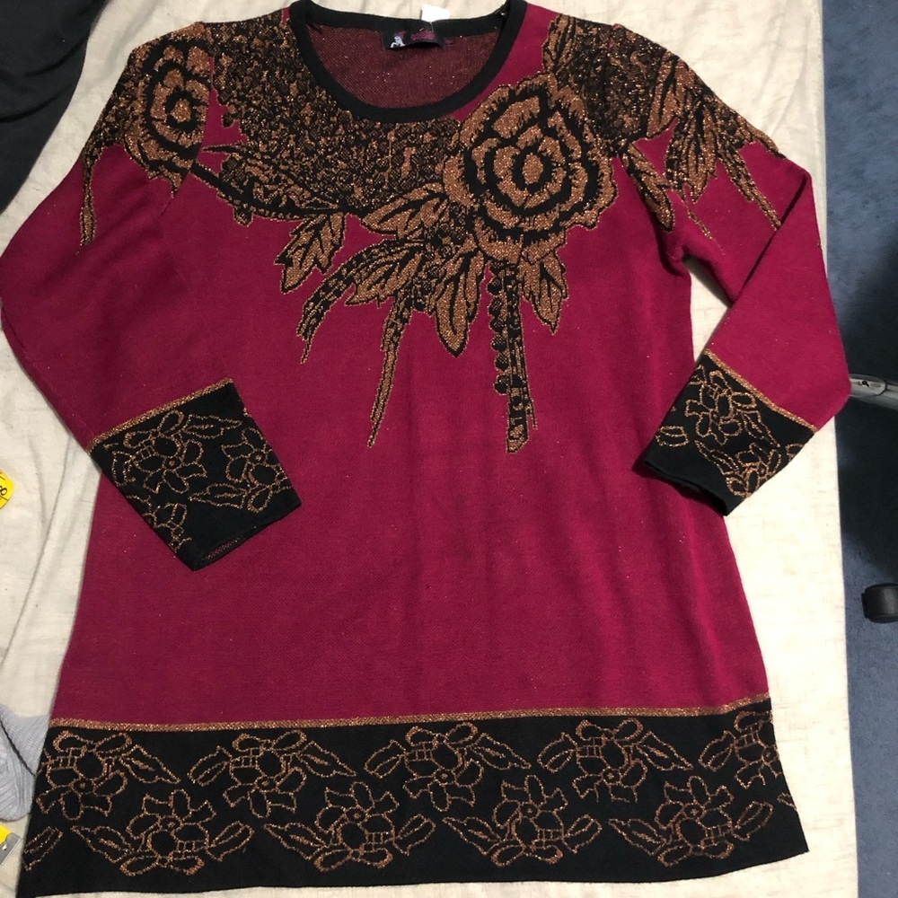 SALE 2for$15 Vintage Grandmacore Sweater Tunic Floral Sparkly 90’s 80’s​